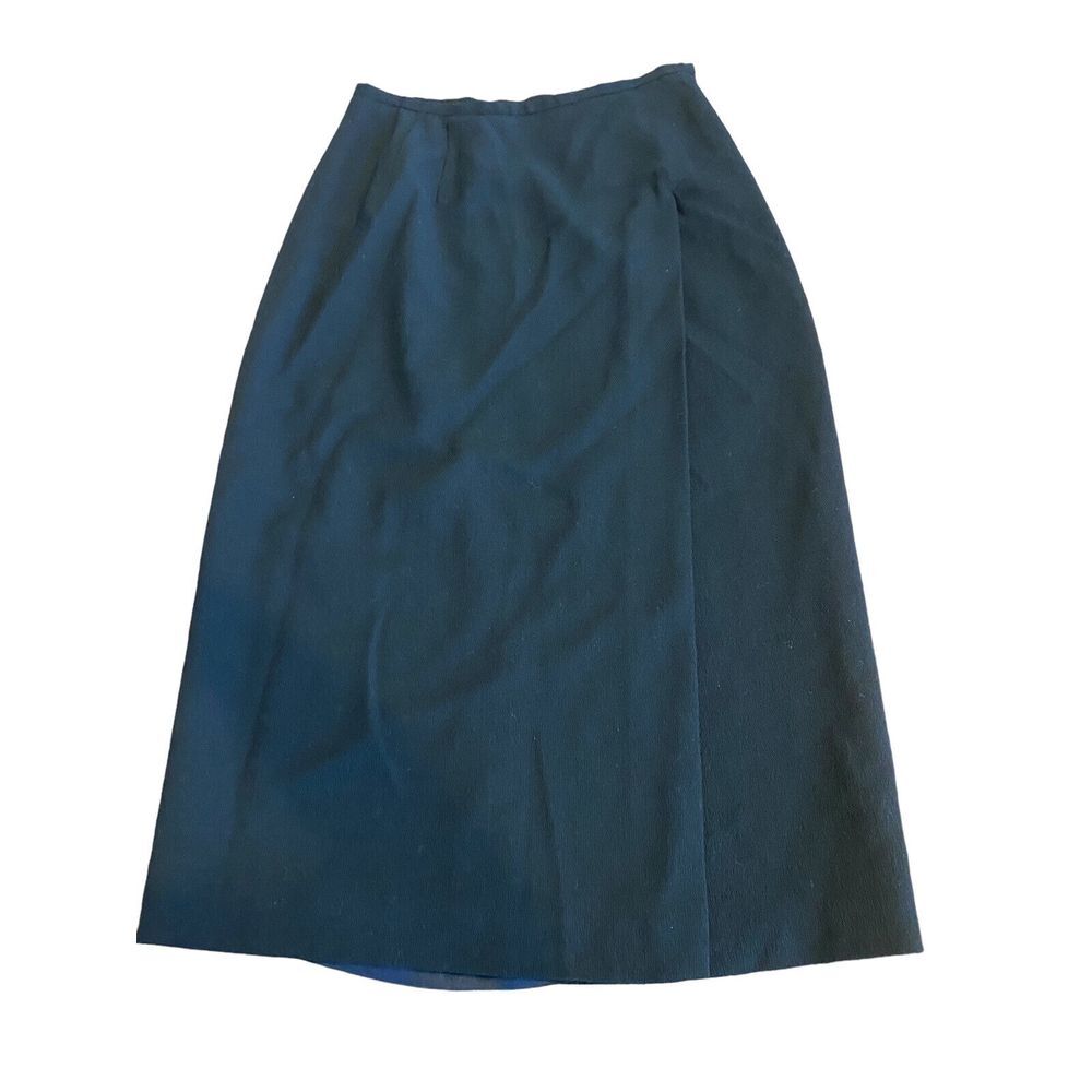 Wool Black Skirt Midi Faux‎ Wrap 100% Wool Valerie Stevens 6 P Vintage READ